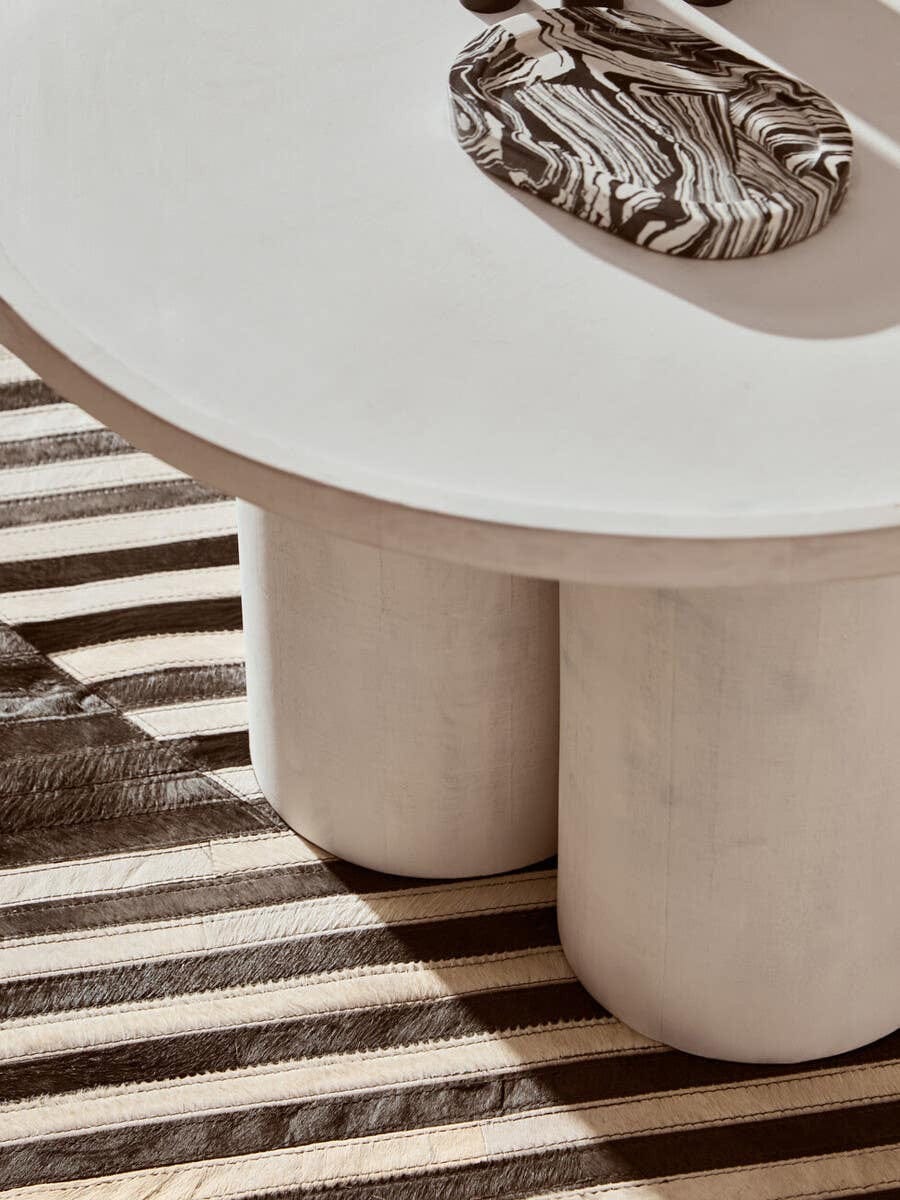 Hamilton Interiors Living Walsa Whitewash Mango Wood Column Detail Coffee Table House of Isabella UK