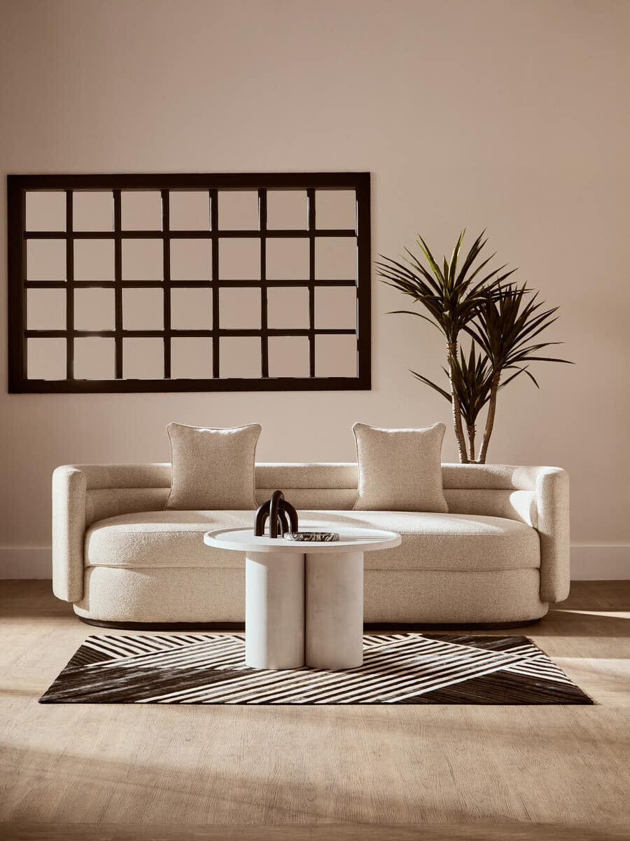 Hamilton Interiors Living Walsa Whitewash Mango Wood Column Detail Coffee Table House of Isabella UK