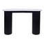 Hamilton Interiors Living Walton Travertine Top Console Table with Black Acacia Wood Legs House of Isabella UK