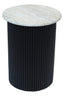 Hamilton Interiors Living Walton Travertine Top Side Table with Black Acacia Wood Base House of Isabella UK