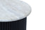 Hamilton Interiors Living Walton Travertine Top Side Table with Black Acacia Wood Base House of Isabella UK