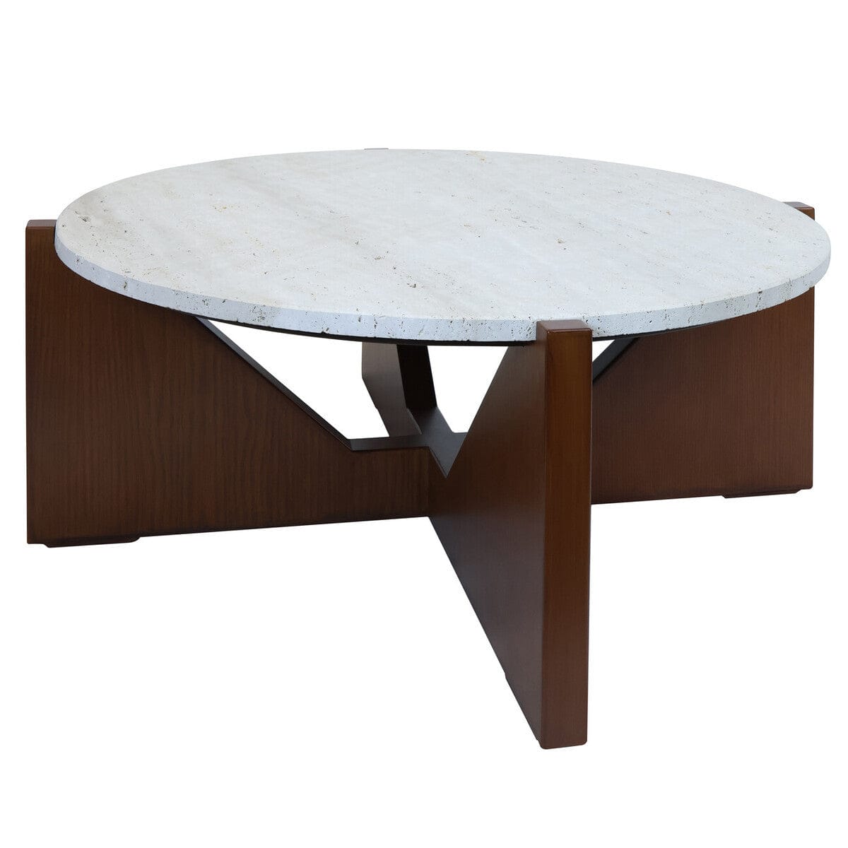 Hamilton Interiors Living Winton Travertine Top Coffee Table With Acacia Wood Frame House of Isabella UK