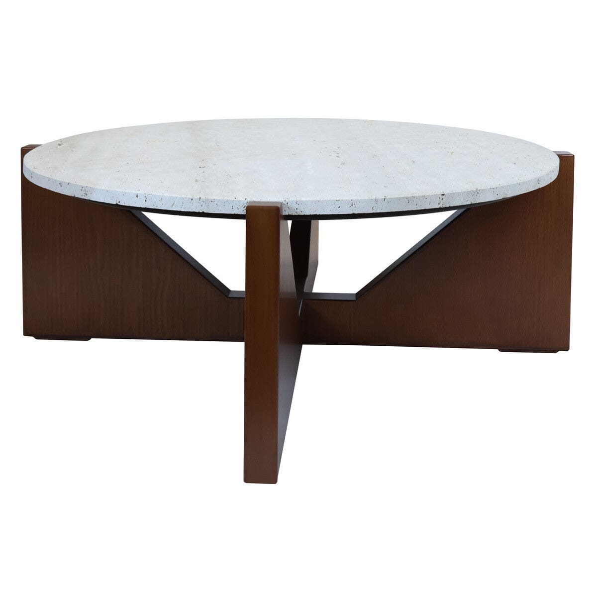 Hamilton Interiors Living Winton Travertine Top Coffee Table With Acacia Wood Frame House of Isabella UK