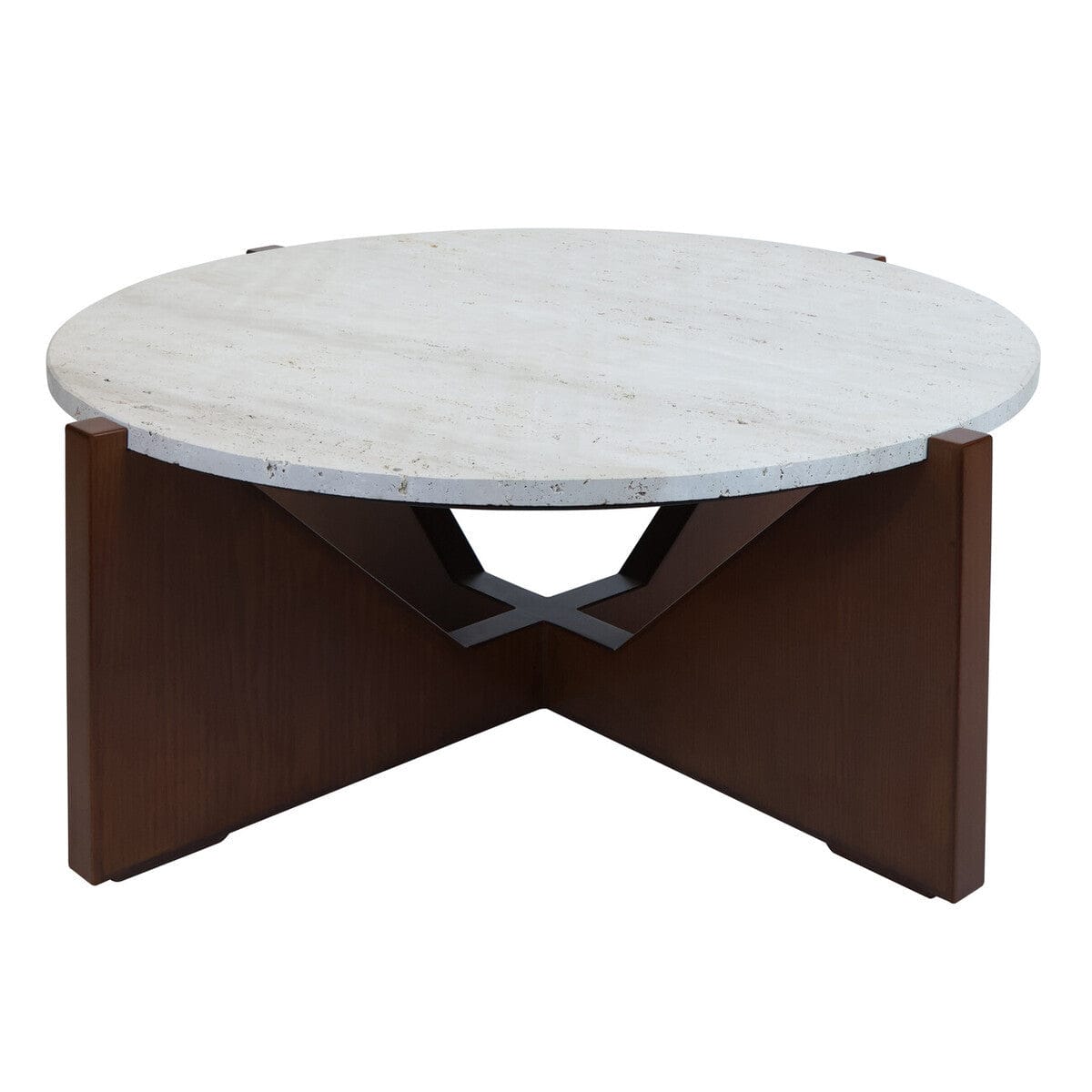 Hamilton Interiors Living Winton Travertine Top Coffee Table With Acacia Wood Frame House of Isabella UK