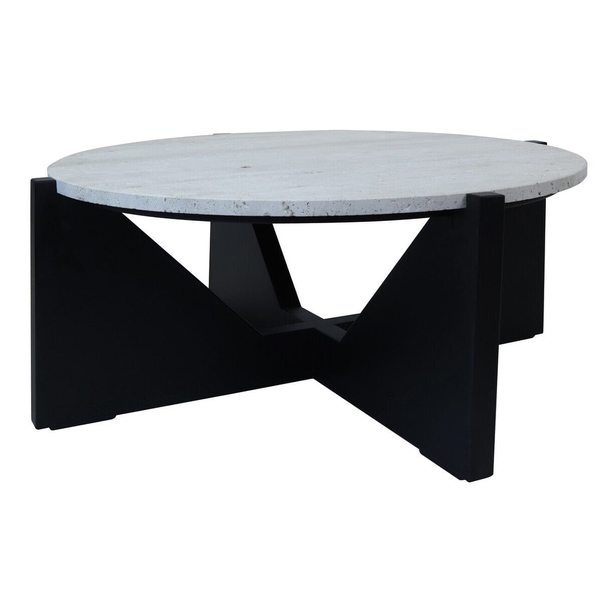 Hamilton Interiors Living Winton Travertine Top Coffee Table With Black Acacia Wood Frame House of Isabella UK