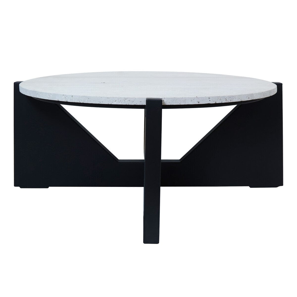 Hamilton Interiors Living Winton Travertine Top Coffee Table With Black Acacia Wood Frame House of Isabella UK