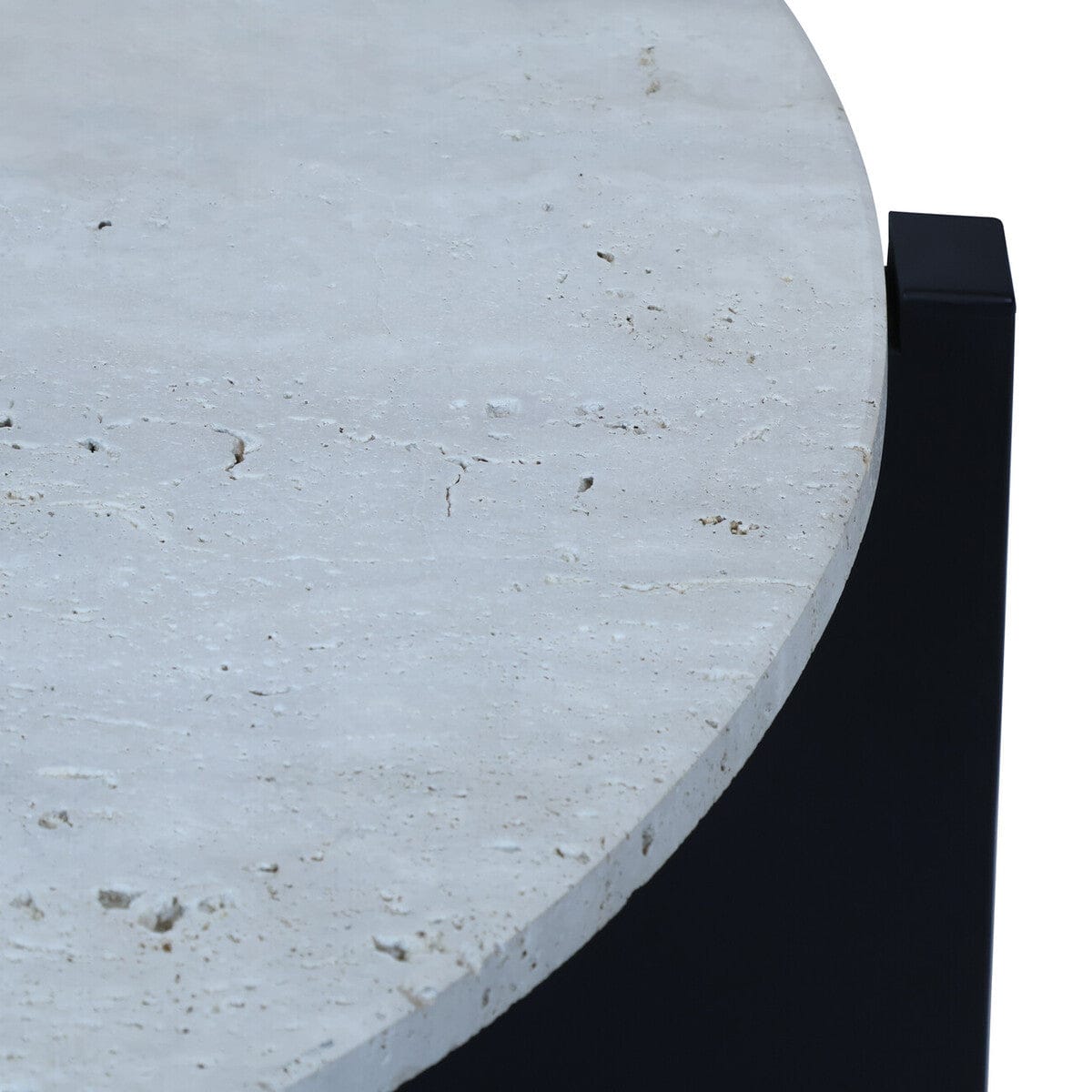 Hamilton Interiors Living Winton Travertine Top Coffee Table With Black Acacia Wood Frame House of Isabella UK