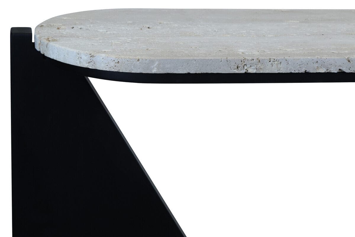 Hamilton Interiors Living Winton Travertine Top Console Table With Black Acacia Wood Frame House of Isabella UK