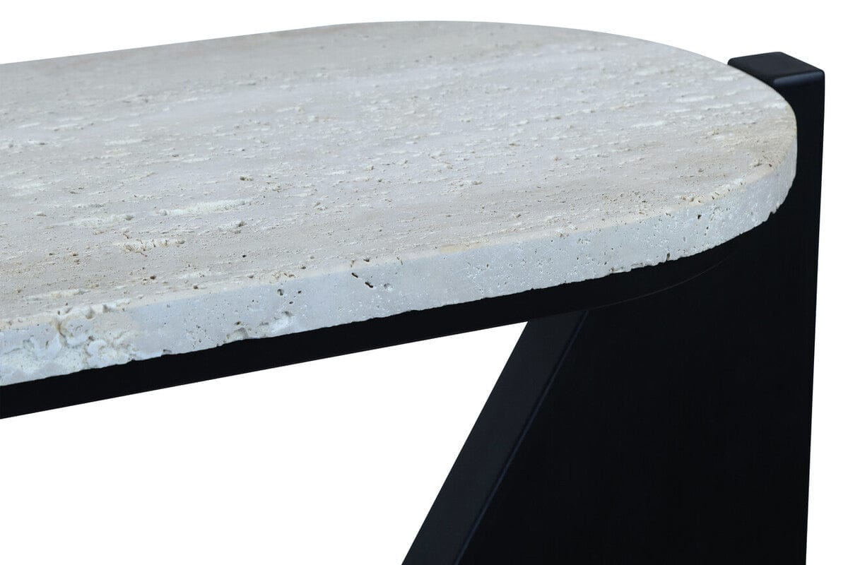 Hamilton Interiors Living Winton Travertine Top Console Table With Black Acacia Wood Frame House of Isabella UK