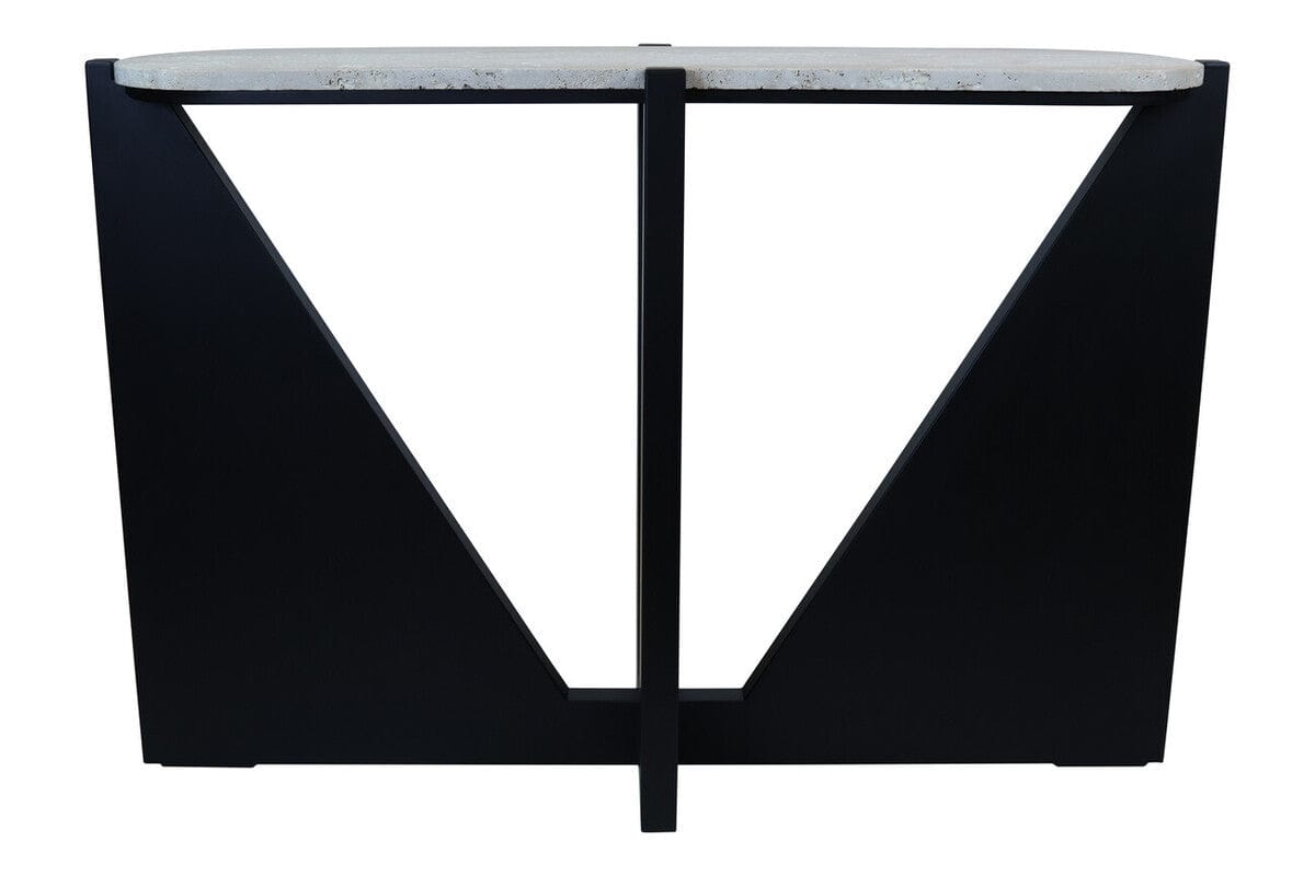 Hamilton Interiors Living Winton Travertine Top Console Table With Black Acacia Wood Frame House of Isabella UK