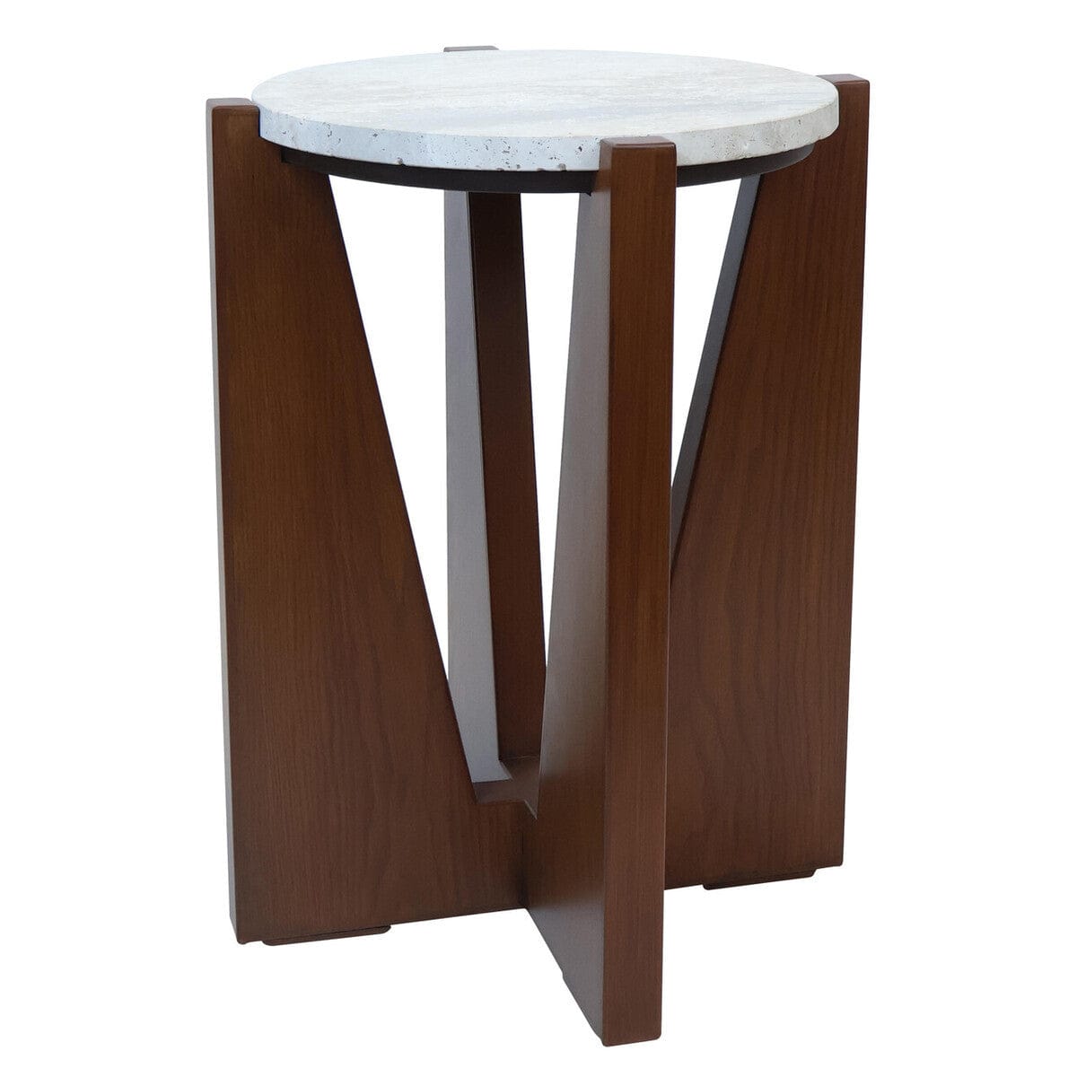 Hamilton Interiors Living Winton Travertine Top Side Table With Acacia Wood Frame House of Isabella UK