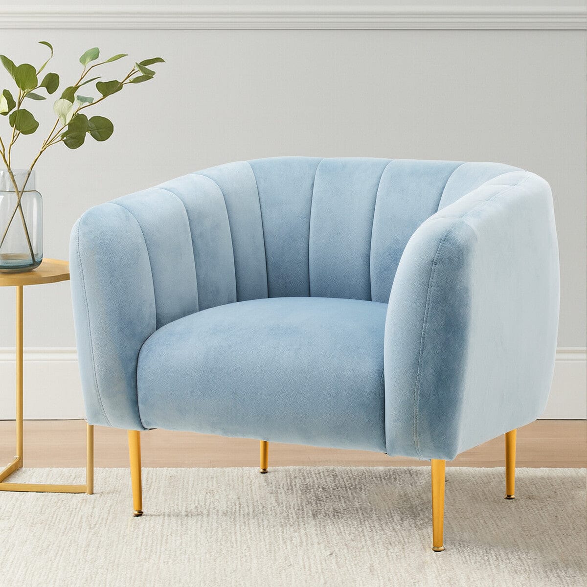 Hamilton Interiors Living Yasmeen Blue Velvet Armchair House of Isabella UK
