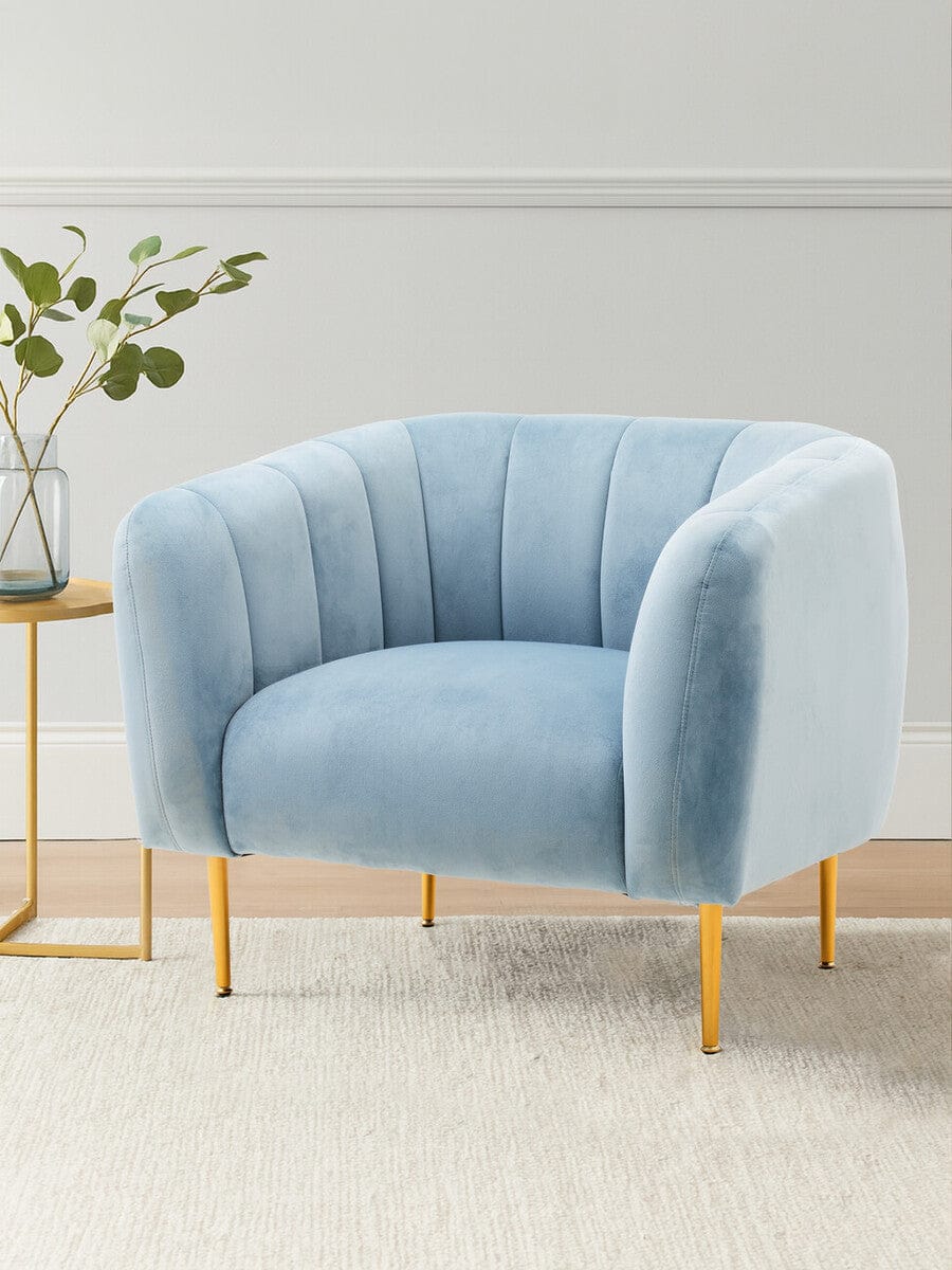Hamilton Interiors Living Yasmeen Blue Velvet Armchair House of Isabella UK