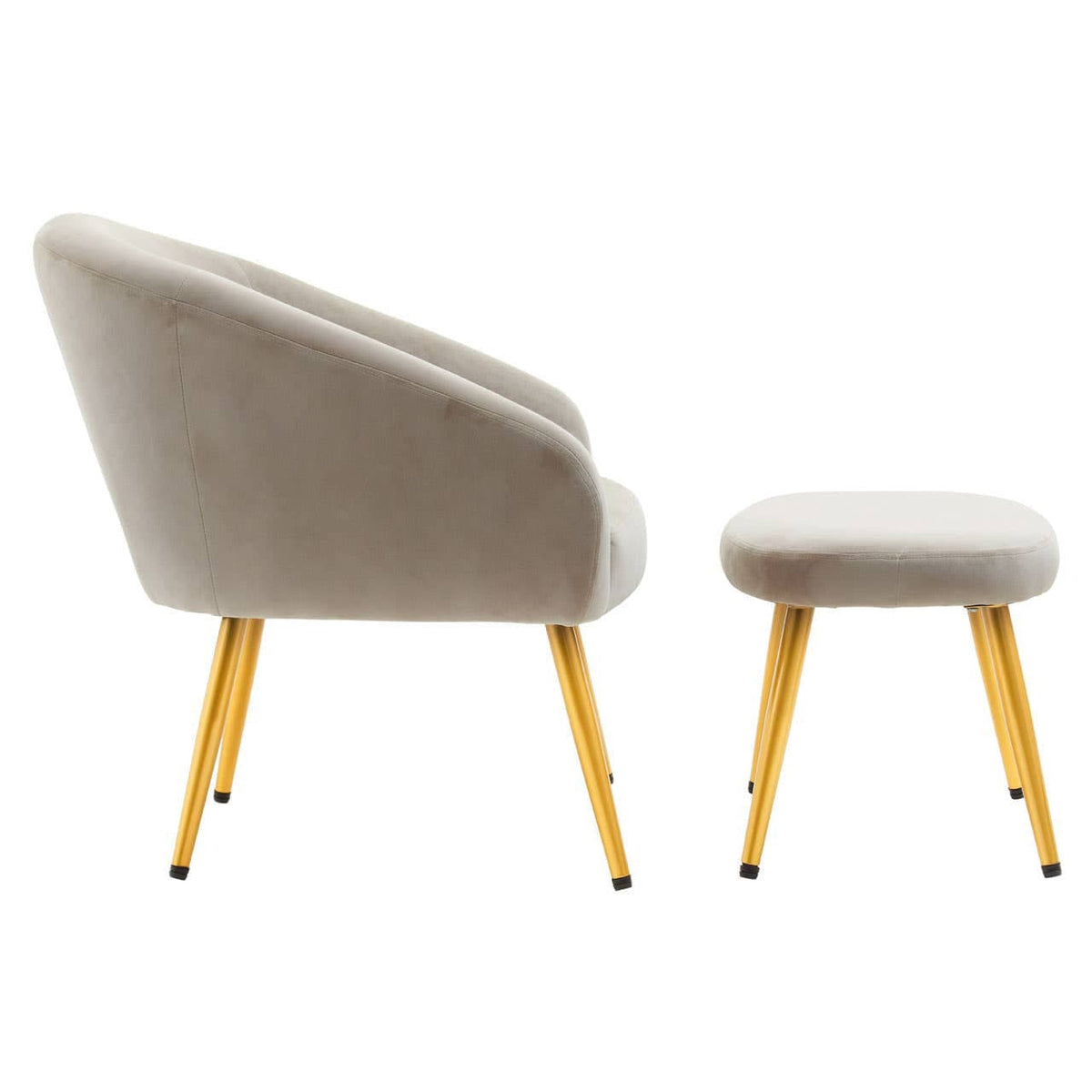 Hamilton Interiors Living Yasmeen Mink Velvet Chair And Footstool House of Isabella UK