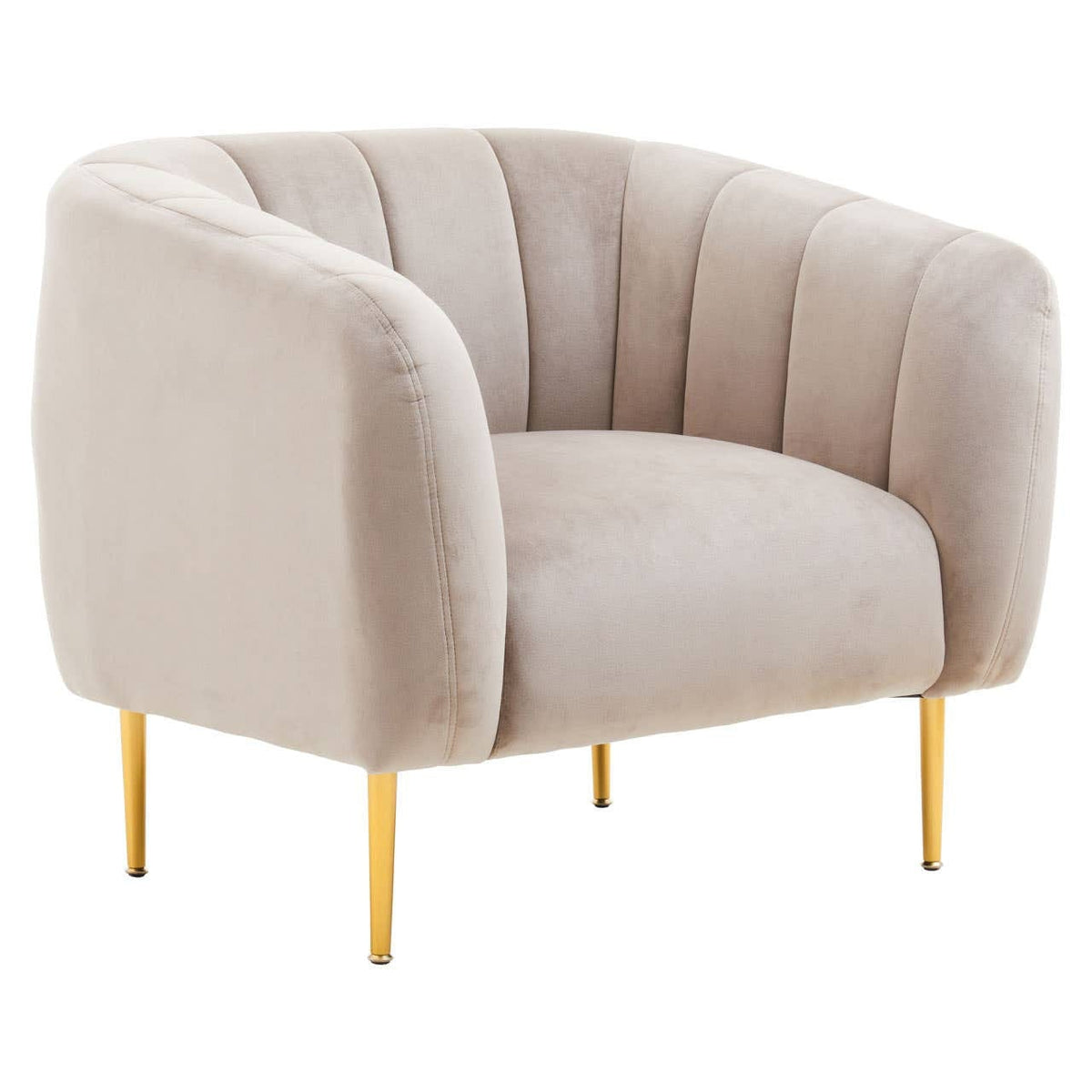 Hamilton Interiors Living Yasmeen Mink Velvet Channel Detail Armchair House of Isabella UK
