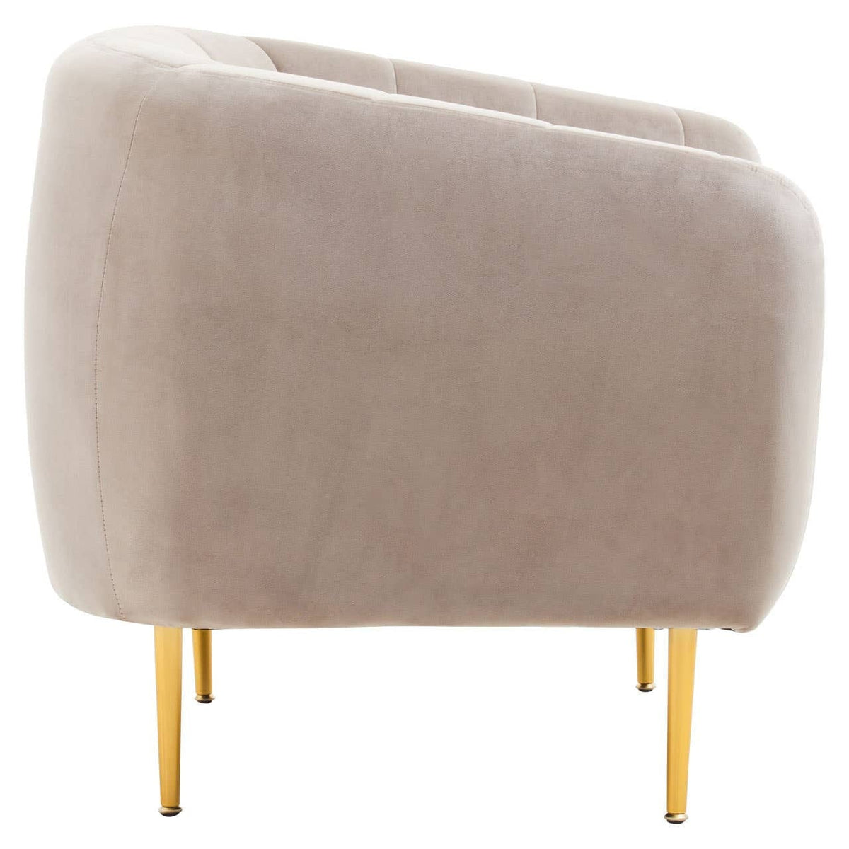 Hamilton Interiors Living Yasmeen Mink Velvet Channel Detail Armchair House of Isabella UK