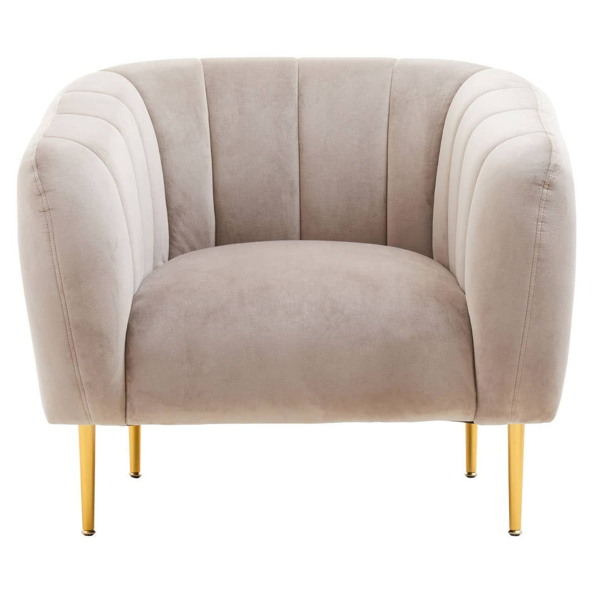 Hamilton Interiors Living Yasmeen Mink Velvet Channel Detail Armchair House of Isabella UK