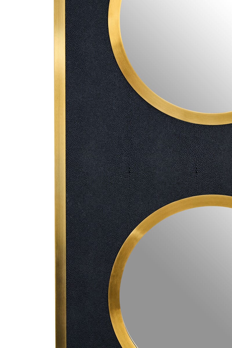 Hamilton Interiors Mirrors Cardona Black Shagreen Effect Wall Mirror with Gold Frame House of Isabella UK