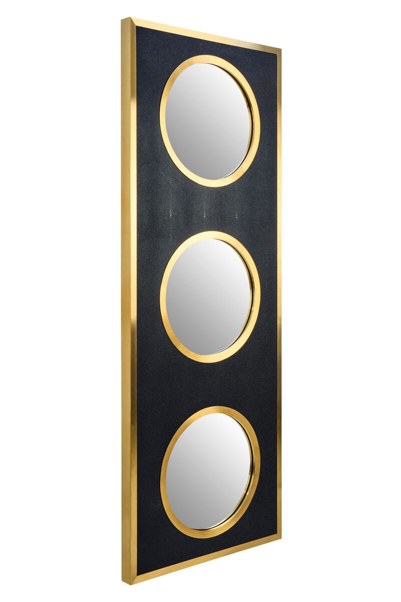 Hamilton Interiors Mirrors Cardona Black Shagreen Effect Wall Mirror with Gold Frame House of Isabella UK