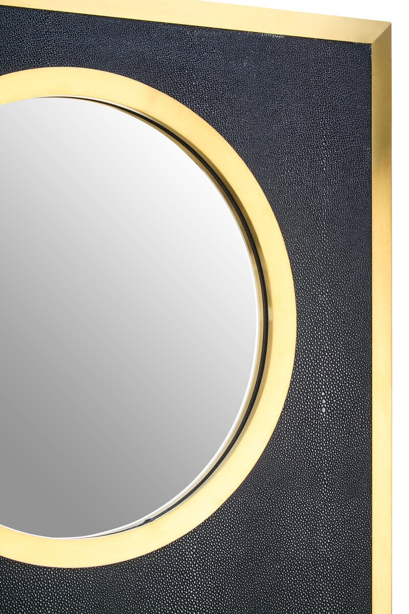 Hamilton Interiors Mirrors Cardona Black Shagreen Effect Wall Mirror with Gold Frame House of Isabella UK
