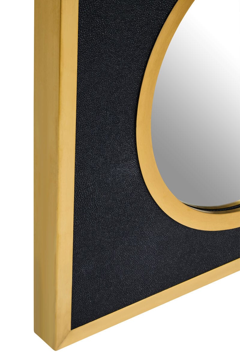 Hamilton Interiors Mirrors Cardona Black Shagreen Effect Wall Mirror with Gold Frame House of Isabella UK