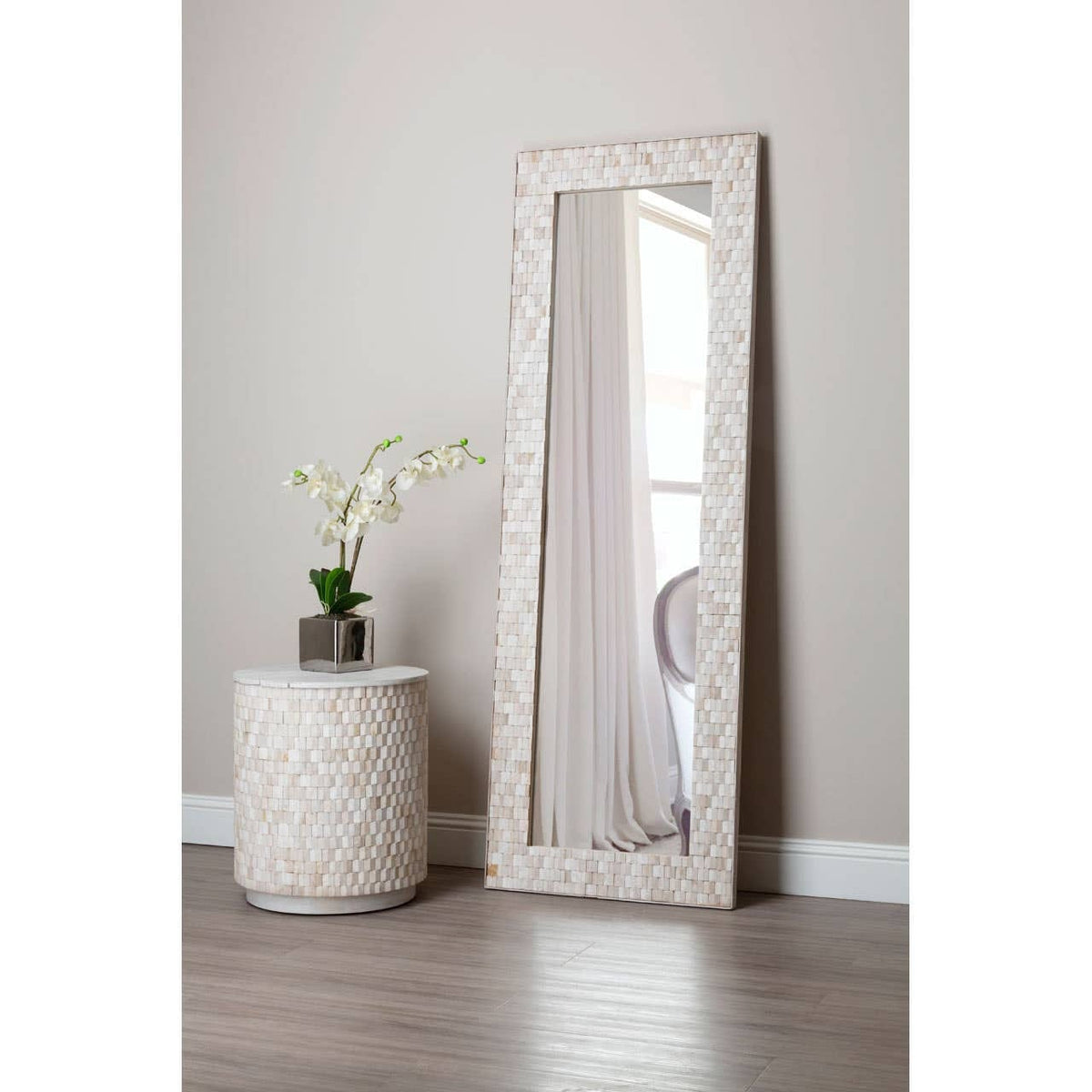 Hamilton Interiors Mirrors Hestina Rectangular White Wash Mosaic Wall Mirror House of Isabella UK