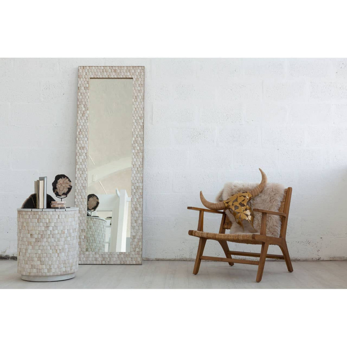 Hamilton Interiors Mirrors Hestina Rectangular White Wash Mosaic Wall Mirror House of Isabella UK