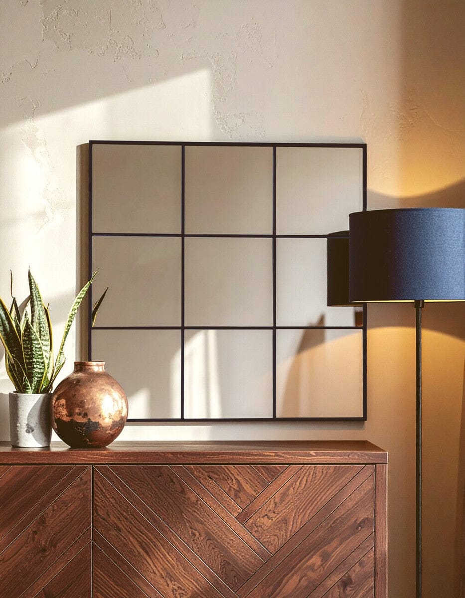 Hamilton Interiors Mirrors Oriel Grid Wall Mirror with Black Finish Frame House of Isabella UK