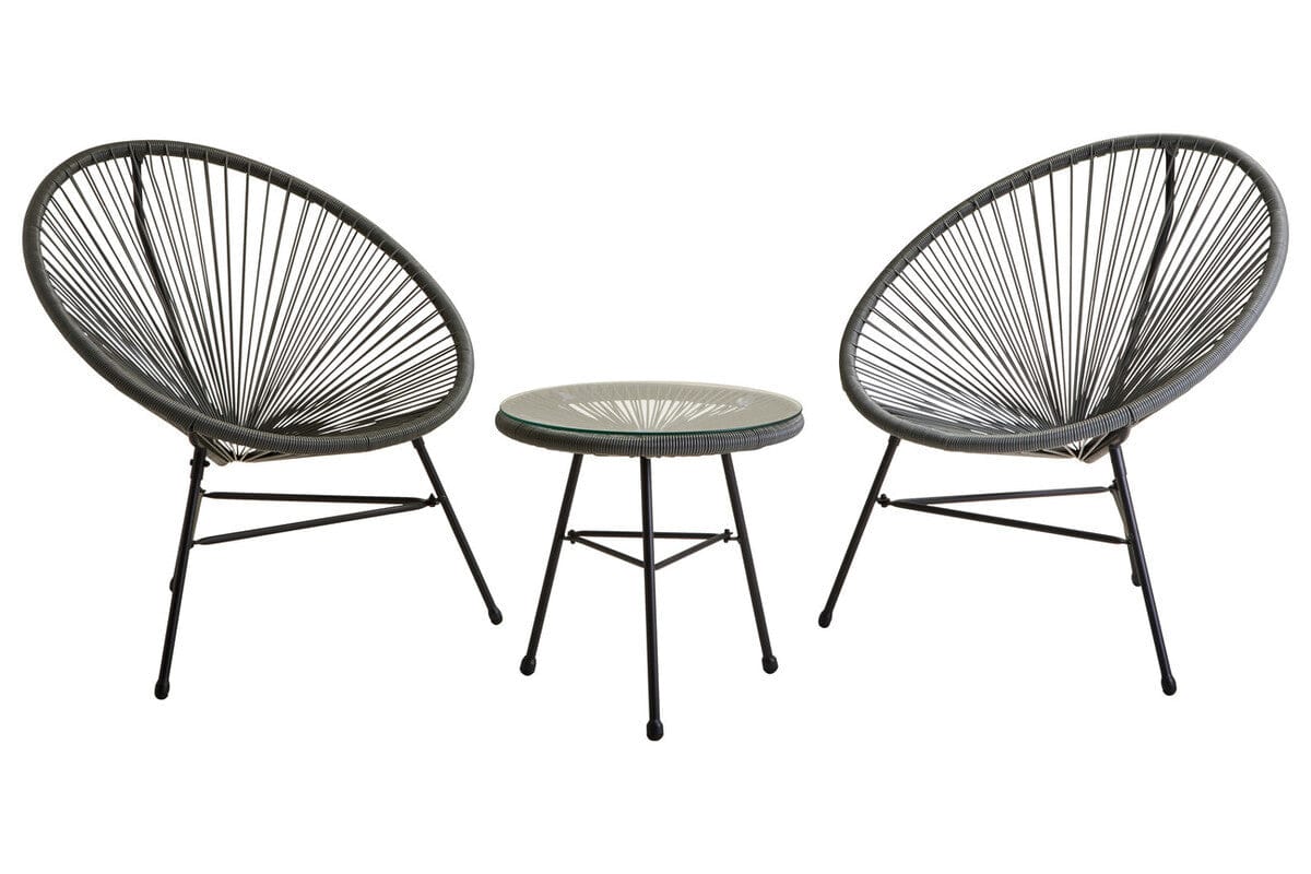 Hamilton Interiors Outdoors Miami Grey 3 Piece Rattan Patio Set House of Isabella UK