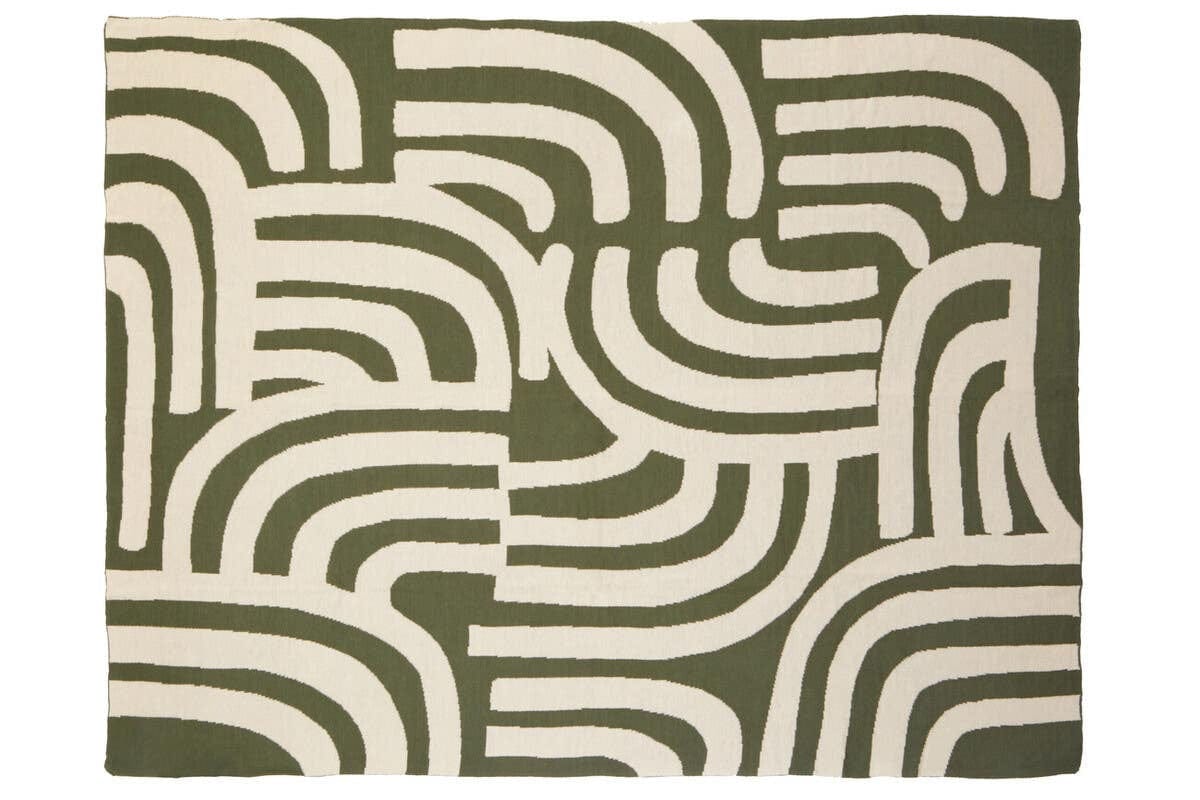 Hamilton Interiors Sleeping Bosie Ozella Natural And Green Throw House of Isabella UK