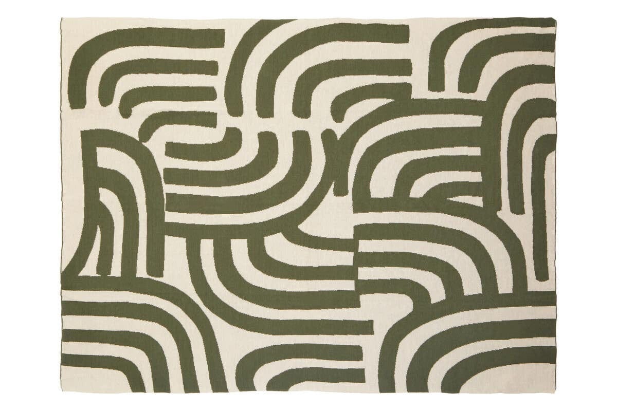 Hamilton Interiors Sleeping Bosie Ozella Natural And Green Throw House of Isabella UK