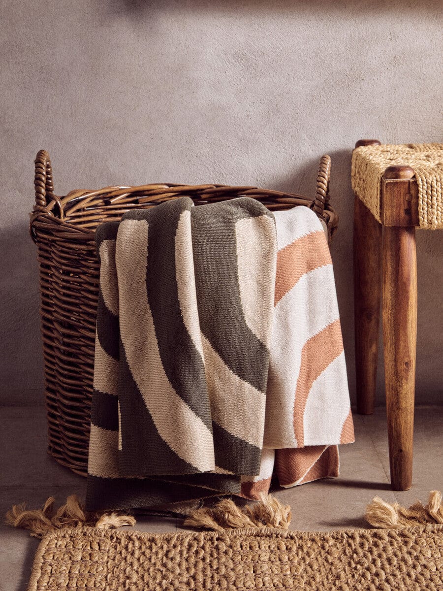 Hamilton Interiors Sleeping Bosie Ozella Natural And Terracotta Throw House of Isabella UK