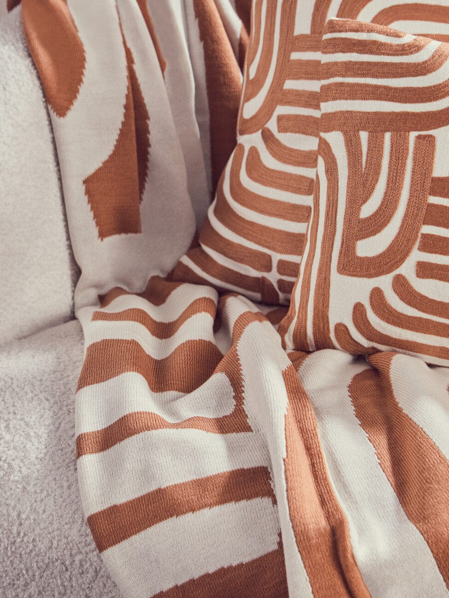Hamilton Interiors Sleeping Bosie Ozella Natural And Terracotta Throw House of Isabella UK