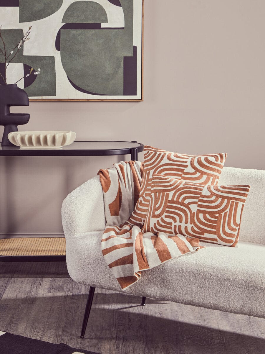Hamilton Interiors Sleeping Bosie Ozella Natural And Terracotta Throw House of Isabella UK