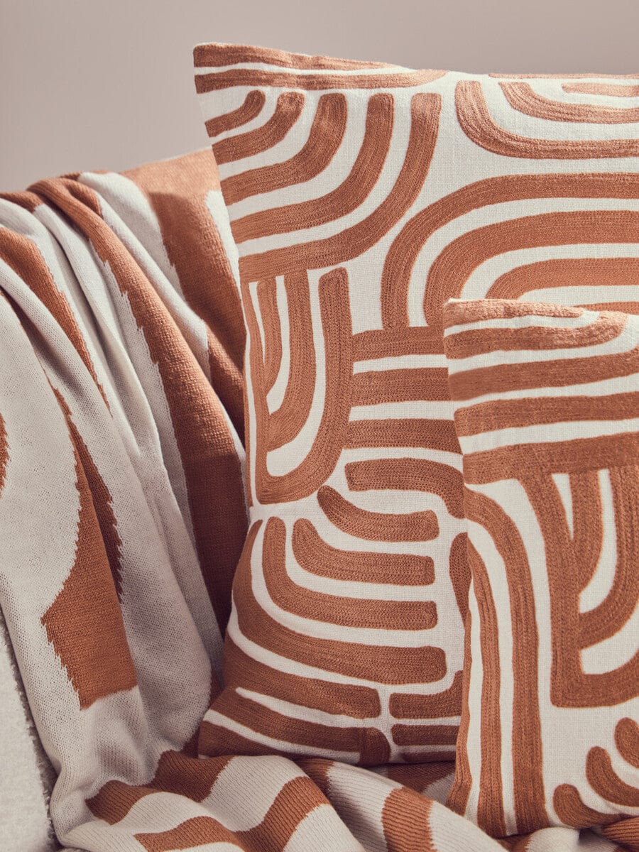 Hamilton Interiors Sleeping Bosie Ozella Natural And Terracotta Throw House of Isabella UK