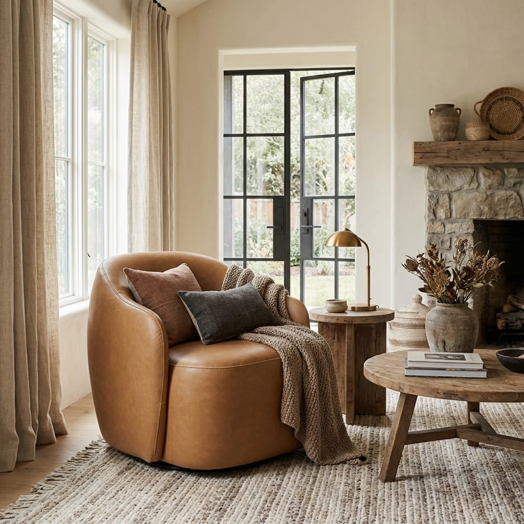 Keiichi Living Hazleton Swivel Accent Chair House of Isabella UK