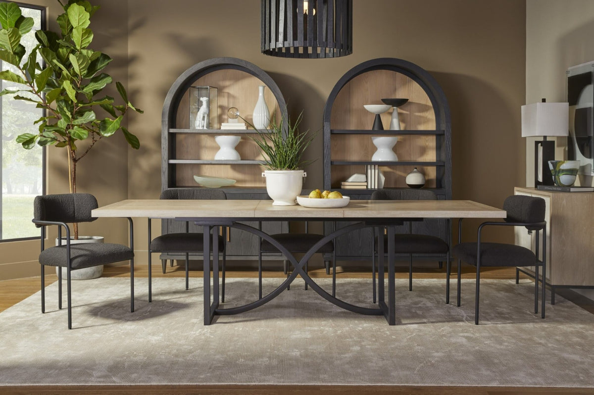 Hooker Dining Tranquillity Rectangle Extending Dining Table with Metal Base 204-260cm House of Isabella UK