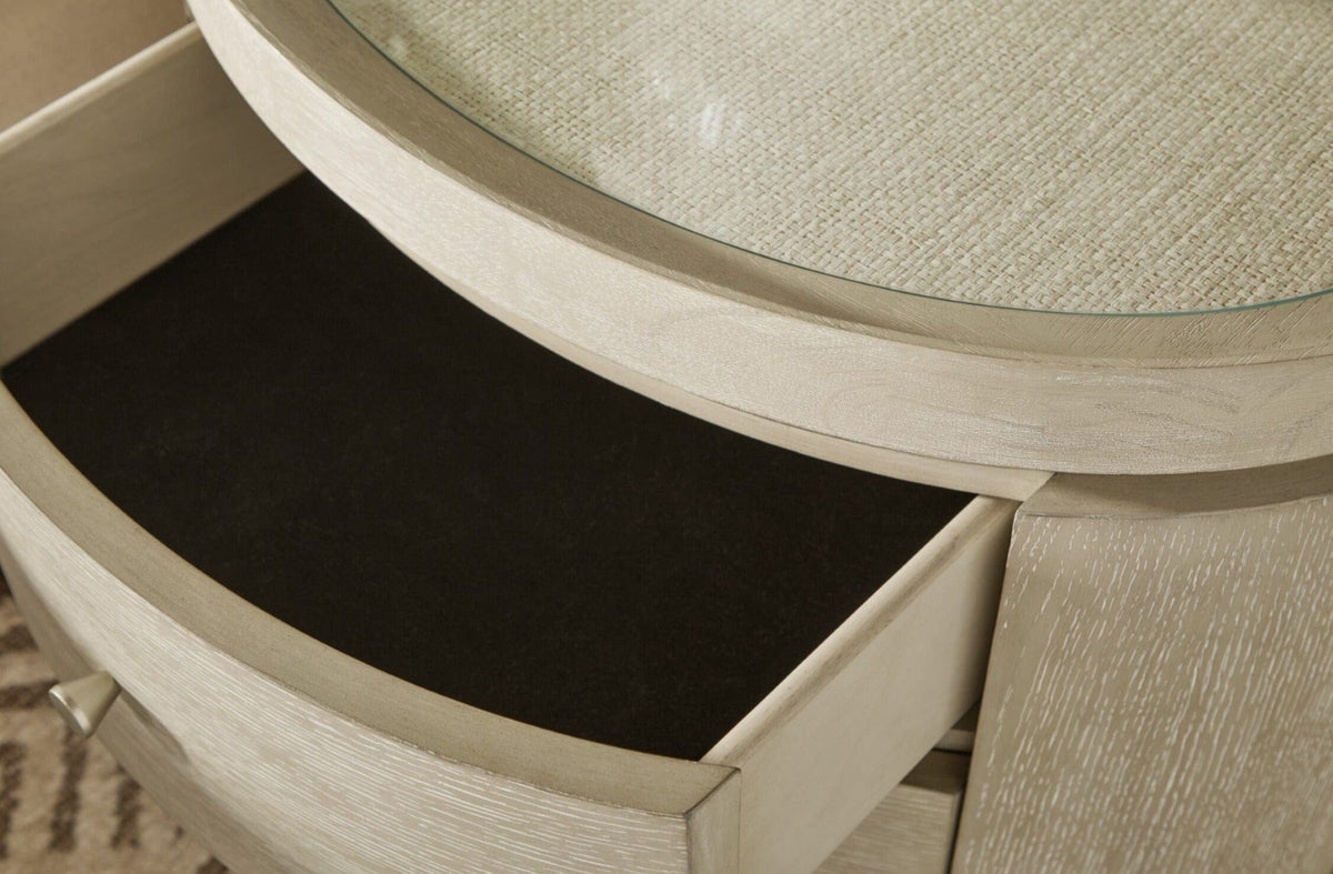 Hooker Sleeping Coastal Breeze 3 Drawer Oval Bedside Table House of Isabella UK