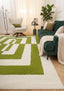 Joli Geometric Green & White Rug