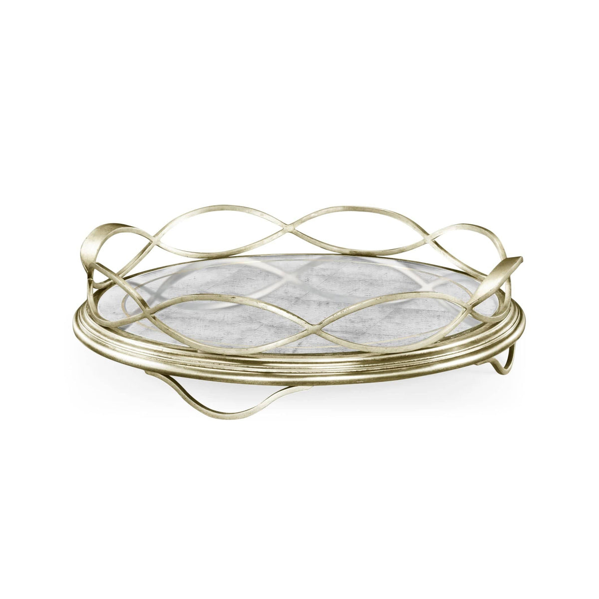 Jonathan Charles Accessories Round Tray Interlaced in Eglomise - Silver House of Isabella UK
