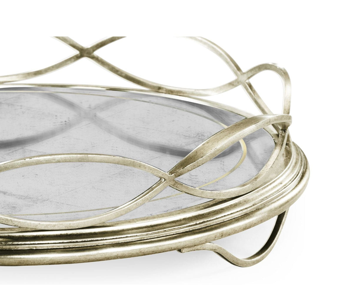 Jonathan Charles Accessories Round Tray Interlaced in Eglomise - Silver House of Isabella UK