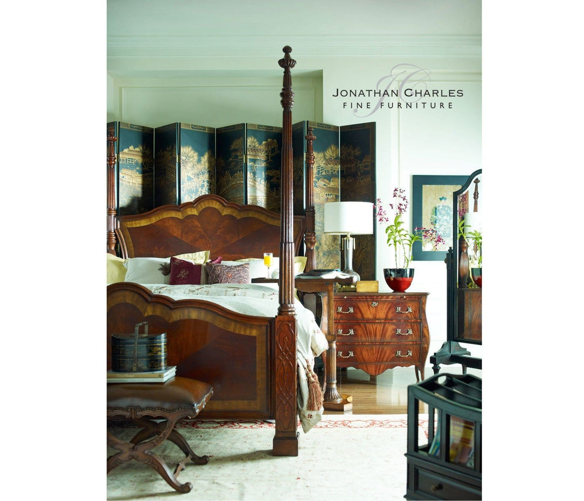 Jonathan Charles Bedroom Bombe Chest of Drawers in Mahogany House of Isabella UK