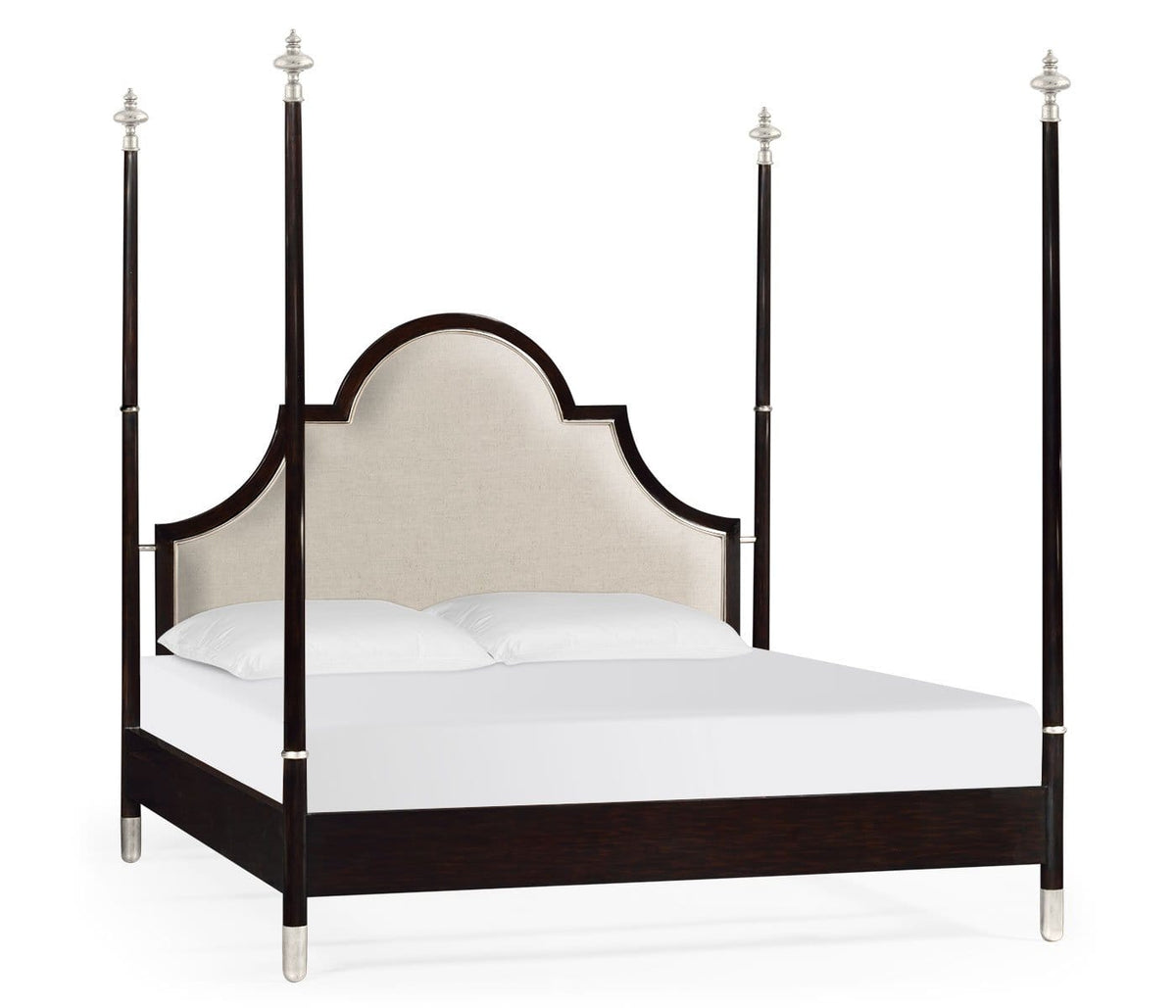 Jonathan Charles Bedroom Four Poster Ebonised & Silver-Leaf UK Super King Bed House of Isabella UK