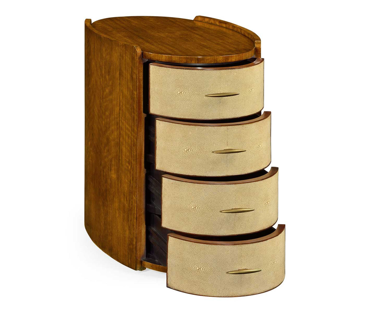 Jonathan Charles Bedroom Narrow Bedside Chest Ivory Faux Shagreen House of Isabella UK