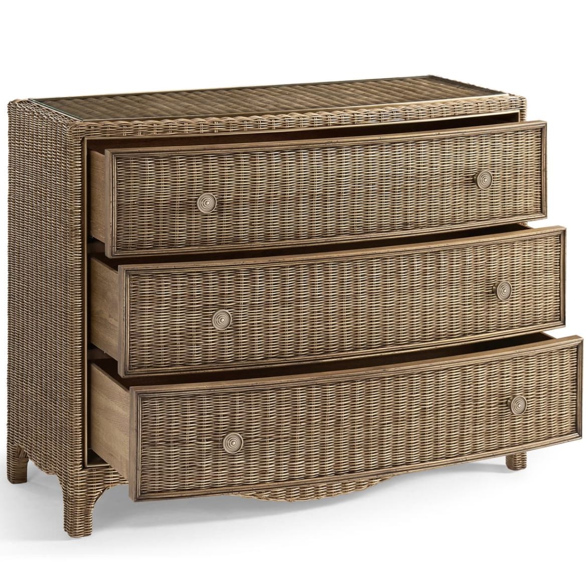 Jonathan Charles Bedroom Palm Court Rattan Bow Front Chest House of Isabella UK