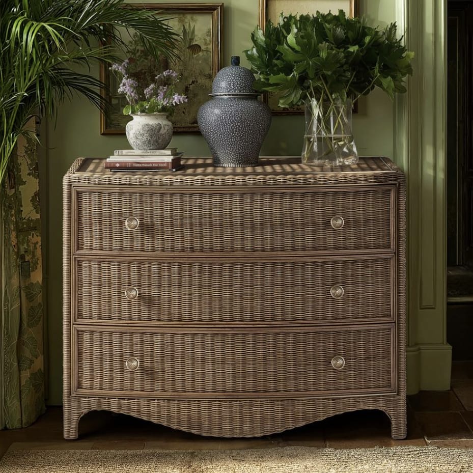 Jonathan Charles Bedroom Palm Court Rattan Bow Front Chest House of Isabella UK