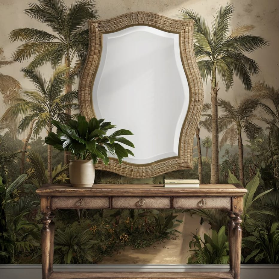 Jonathan Charles Decor Palm Court Haven Rattan Wall Mirror House of Isabella UK