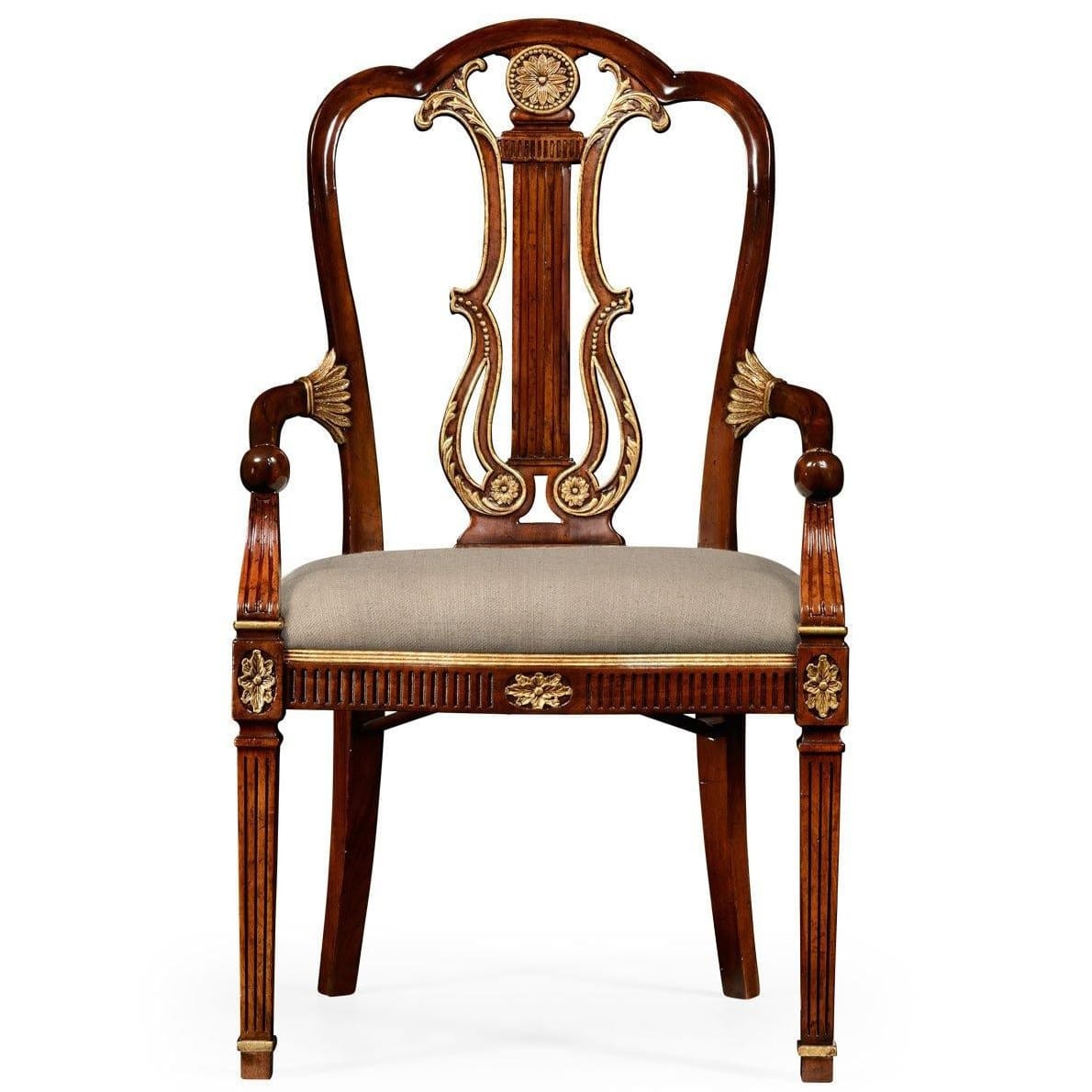 Jonathan Charles Dining Buckingham Gilded Lyre Back Arm Chair in Antwerp House of Isabella UK