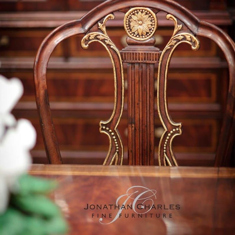 Jonathan Charles Dining Buckingham Gilded Lyre Back Arm Chair in Antwerp House of Isabella UK