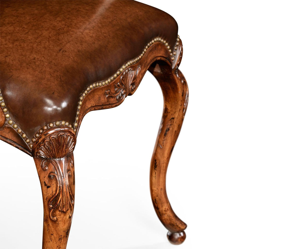 Jonathan Charles Dining Dining Armchair Sheraton in Walnut - Antique Chestnut Leather House of Isabella UK